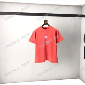 22ss Tasarımcılar Tee Üst Mens Bayan T Shirt Eski Delik Makas Kumaş Adam Paris Moda T-shirt Kısa Kollu Lüks Tişörtleri Siyah Kırmızı Beyaz M-2XL