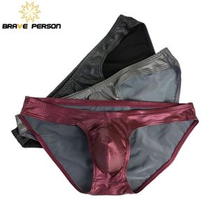 3pcs / lot BRAVE PERSON Sexy Men Briefs U convex Penis Pouch Underwear Panties Men Bright Fabric Briefs for Man Bikini 210730