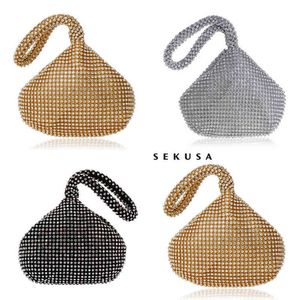 Nxy Handtasche Sekusa Soft Beaded Damen Abendtaschen Cover Open Style Lady Hochzeit Brautjungfer Geldbörse Tasche für Neujahrsgeschenk Clutch 0214