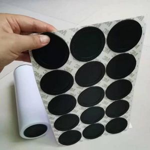 Yuvarlak siyah kauçuk coaster ped kendi kendine yapışkan bardak alt etiketler 15 oz 20oz 30 oz tumblers koruyucu kaymaz pedler 2021