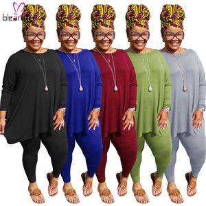 Big Women Plus Size Set di pantaloni Plus Size Set di due pezzi 4XL 5XL Top manica lunga e tuta da jogging Femme 2 pezzi Completi Y0625