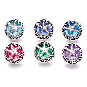 Vendita all'ingrosso moda stella marina strass zenzero bottone a pressione chiusura risultati dei gioielli donna uomo blu rosa zirconi charms 18 mm bottoni a pressione in metallo fornitore della fabbrica