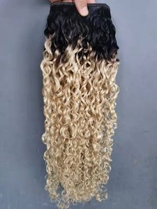 Brasilianische menschliche Jungfrau-Remy-Haarverlängerungen mit lockigem Haar, Ombre-Farbe, Schwarz/Blond, 613#, 100 g, ein Bündel