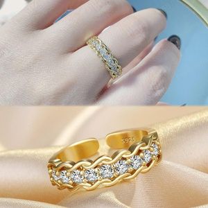 Женщины ряд алмазное кольцо кольцевая полоса пальца золото открытый регулируемый кластер кольца хвост взаимодействие ср Ср модный подарок ювелирных изделий