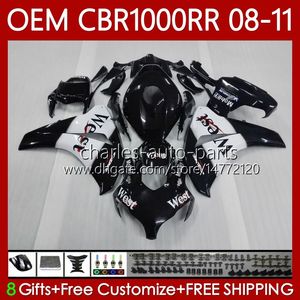 Molde da injeção para a Honda Body CBR1000 CBR 1000 RR CC 08-11 Bodywork 60NO.5 Black West Blk CBR 1000RR 1000CC CBR1000RR 08 09 10 11 CBR-1000 2009 2011 2011 2011 Fairing OEM