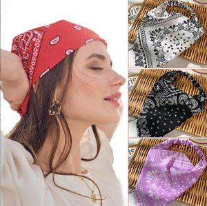 Kadın Bohemian Baskı Üçgen Esneklik Bandana Saç Bantları Kafa Saç Hoop Kız Kafa Boyun Saten Eşarp Saç Aksesuarları Için