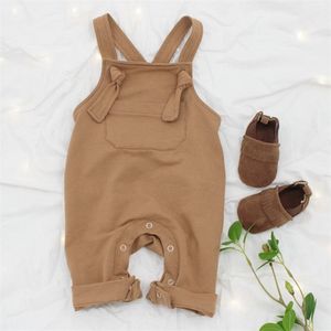 Yaz Toddler Tulum Bebek Askı Pantolon Katı Erkek Yeşil / Kahverengi Kızlar Sevimli Çocuklar için 210528