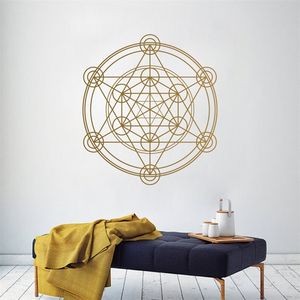 Kutsal Geometri Duvar Çıkartması Metatron Küp Simya Geometrik Duvar Vinil Sticker Duvar Posteri Duvar Hattı Daire için Mandala J014 210310