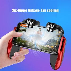 H9 Six Finger PUBG Game Controller Gamepad Trigger Shooting Free Fire Cooling Fan Gamepad Joystick Para Celular Android