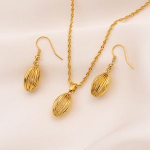 Подвесные серьги ожерелье овальный изысканный шал мелко работал яркий изготовлен в цепь Кореи 9k тонкий G / F желтое золото