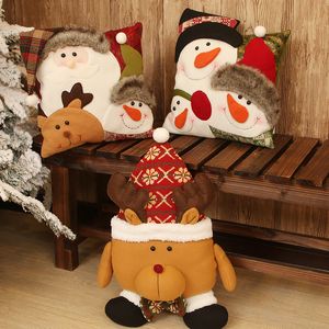 Noel Yastık Kılıfı Tuval 35 * 35 cm Christma Yastıklar Kapak Noel Baba ile Çekirdek Süslemeleri WLL392