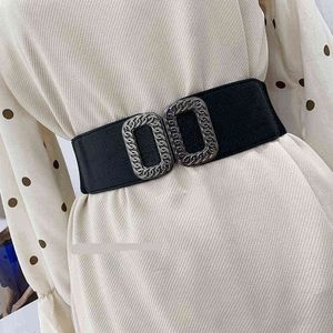 Vintage Kraliyet Zincir Toka Kemer Kadınlar Cummerbund Elastik Geniş Kemer Tüm-Maç Kemer Dekorasyon Askısı Elbise Ceket G220301