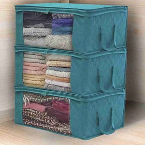 Comforter Storage Bag Household Foldable Non-Woven Clothing Storaged Box Dustproof Quilt Storing Bra Socks Wardrobe Organizer