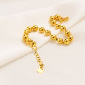 18ct THAI BAHT G/F Charm Pulsera Corazón con cuentas 24k AMARILLO ORO Sólido Fino alargar colgante Amor querido