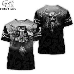 Marka Giyim Viking Dövme Desen Baskı 3D T Gömlek Erkekler Tshirt Yaz Komik T-shirt Kısa Kollu O-Boyun Tops Bırak 210716