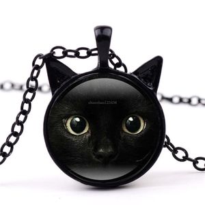 Kara Kedi Kulak Çerçeve Cam Cabochon Kolye Kolyeler Kolyeler Moda Mücevherleri Kadınlar için Hediye ve Sandy