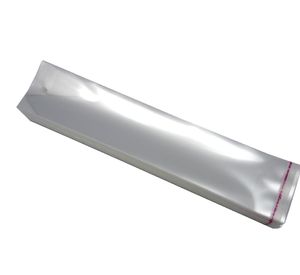 10.5 * 62 cm Şeffaf Uzun Plastik Opp Torba Peruk Paketi için Temizle Kendinden Yapışkanlı Postiş Paketi Poli Çanta Saç Uzatma