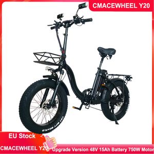 Stock UE gratuito CMACEWHEEL Y20 Upgrade Verion Aggiungi specchietto retrovisore Indicatore di direzione 48V 15Ah Batteria 750W Motore bici elettrica