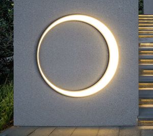 Modern Outdoor Wall Lamps IP65 Waterproof 110V 220V 24W LED Cafe Villa Garden Cotta Round Moon Background Wall Light Wiring