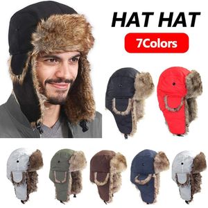 Erkek Kadın Unisex Bombacı Şapka Kayak Şapka Kış Erkekler Sıcak Rus Ushanka Şapka Kulak Flap Kürk Trapper Kap Kış Kulaklığı
