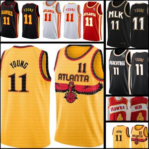 75th Trae 11 Young Atlant a Haw ks Jersey Retro Mesh Spud 4 Webb Basketball Jerseys 2021/2022 Логотипы с вышивкой мужчины черный красный белый S M L XL XXL