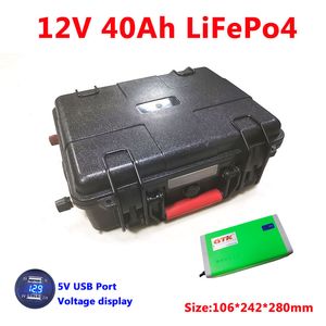 Su geçirmez 12 V 40AH LIFEPO4 Pil Paketi Güneş Sokak Işık Güneş Sistemi Elektrikli Motosiklet UPS Depolama Enerji + 5A Şarj