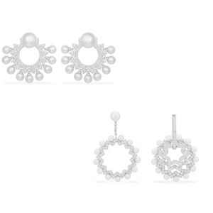 Ohrstecker, asymmetrisch, modisch, Sonnenohrringe, hochwertig, verziert mit bezaubernden Perlen, Luxus-Schmuck für Frauen, Urlaub