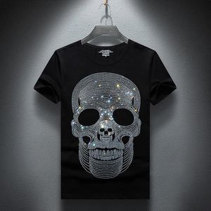 Erkek T-Shirt Rahat T-shirt Erkekler 2021 Yaz Kısa Kollu Moda Streetwear O-Boyun Ince Pamuk Tişörtleri Rhinestone Artı Boyutu S-7XL Tops Mal