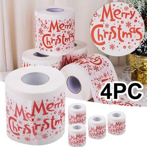 Noel Süslemeleri 4 adet Noel Desen Renk Tuvalet Kağıdı Noel Baba Parti Baskılı Doku 2021 Chriatmas Aksesuarları Navidad