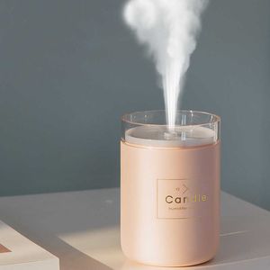 280ml Ultrasonik Hava Nemlendirici Mum Romantik Yumuşak Işık USB Uçucu Yağ Difüzör Araba Arıtma Aroma Anion Mist Maker 210724