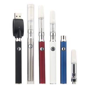 MOQ 10PCS Перезаряжаемая одноразовая вейп-ручка 0,5 мл 1,0 мл стартовых комплектов E-сигареты Керамические тележки Упаковка. Валятор 350 мАч аккумулятор