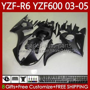 Fairings de OEM para Yamaha YZF-R6 YZF R 6 600 CC YZF600 YZFR6 03 04 05 Corpo 95Não.10 YZF R6 600CC 2003 2004 2005 Cowling YZF-600 03-05 Motocicleta Bodywork Kit Matte Preto