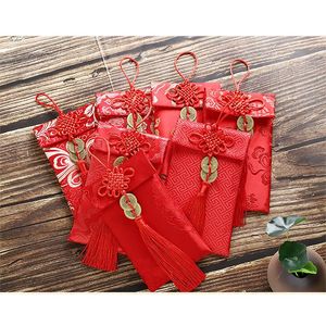 Parti Favor Kırmızı çanta nakış yaratıcılık ipek yıl bahar festivali malzemeleri düğün hediye kartı zarfı