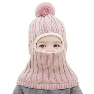 Beralar Sıradan Bebek Çocukları Tek Parçalı Beanies Ponponlu Termal Kulak Koruma Kışla Kışla Şapka Eşarp