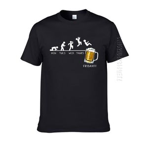 Пятница пиво питье o шеи мужские футболки забавный понедельник во вторник среда четверг цифровые печатные хлопковые футболки 210706