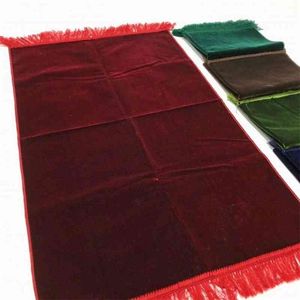 Обычный цвет исламская молитва коврик мусульманский молитвенный коврик Janamaz Salat EID AL Adha подарок 210727