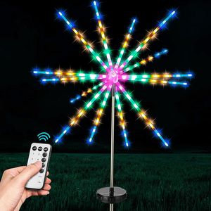 Firework Meteor String Lights Пульт дистанционного управления 8 Режимы RGB Теплый Белый Садовый Украшение Водонепроницаемый Рождественский Открытый Батареи Солнечный Ландшафт Свет