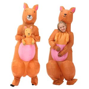 Cadılar bayramı Şişme Kostümleri Yetişkin Çocuklar Için Hayvan Kanguru Şekli Tam Vücut Parti Elbiseler Blow Up Suit Gilrs Boys için Için Iyi Hediye Q0910