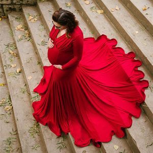 Vestidos de maternidade sem ombros Adereços de fotografia Sexy vestido maxi dividido lateral para mulheres grávidas Vestido longo para gravidez Sessões de fotos