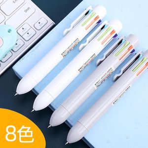 Beyaz Kalemler Renkli Kalem Sekiz renkli itme tipi 0.7mm çok renkli 8 renkli çok fonksiyonlu All-in-in-push topu çalışması