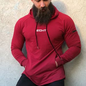 Marka gündelik kapüşonlu erkek pamuk kırmızı sweatshirt spor salonu fitness egzersiz kazak sonbahar erkek moda kapşonlu ceket üstleri giyim 220310