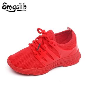 Çocuklar Ayakkabı Çocuk Sneakers Çocuk Sneakers Bahar Sonbahar Erkek Spor Koşu Ayakkabıları Bebek Kız Siyah Kırmızı Örgü Ayakkabı 210308