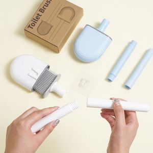 TPR Silikon Tuvalet Fırçası Düz ​​Başkanı Esnek Duvara Monte Depolama Aracı Klozet Temizleyici Fırçalar