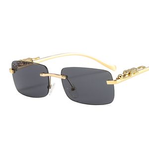 Солнцезащитные очки Rayben Cheetah, украшения, безрамные квадратные солнцезащитные очки, цветные мужские и женские ретро-металлические солнцезащитные очки с головой леопарда, трансграничная оптовая продажа 2572