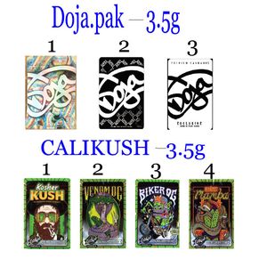 3.5g sekizinci paket koku geçirmez mylar çantası doja.pak Calikush Kosher Kush Venom OG Biker King Mamba