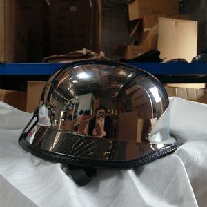 Chrome Motorcycle WWII стиль половинный шлем вертолет Biker Pilot Открытое лицо Moto Motocicleta Capacete Casco Casque Kask Retro Vintage Q0630