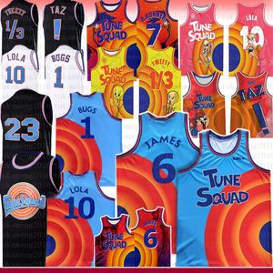 2021 СИНИЙ Леброн 6 Джеймс 23 Майкл NCAA Bugs Movie Space Jam 2 Tune Squad Basketball Jersey 10 Lola D.DUCK! Таз 1/3 Твити 7 R.RUNNER