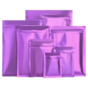 Матовый фиолетовый плоский нижний алюминиевый фольгой Mylar молния уплотнительная упаковка пакеты множественные размеры сухие пищевые продукты питания пахнуть упаковочные пакеты
