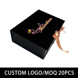 Customized Glitter Cardboard Paper Box Luxury Magnet Bundle Hair Extension Packing Boxes For Wig Dress Shoes Packaging H1231