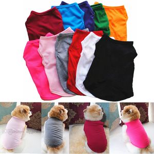 13 Renk Süblimasyon Boş Gömlek Köpek Giyim Yumuşak Nefes Serin Pet Giysileri Yaz Saf Renk Doggy Kostüm Sevimli Yelek Küçük Köpekler için T-shirt L Siyah XS A51